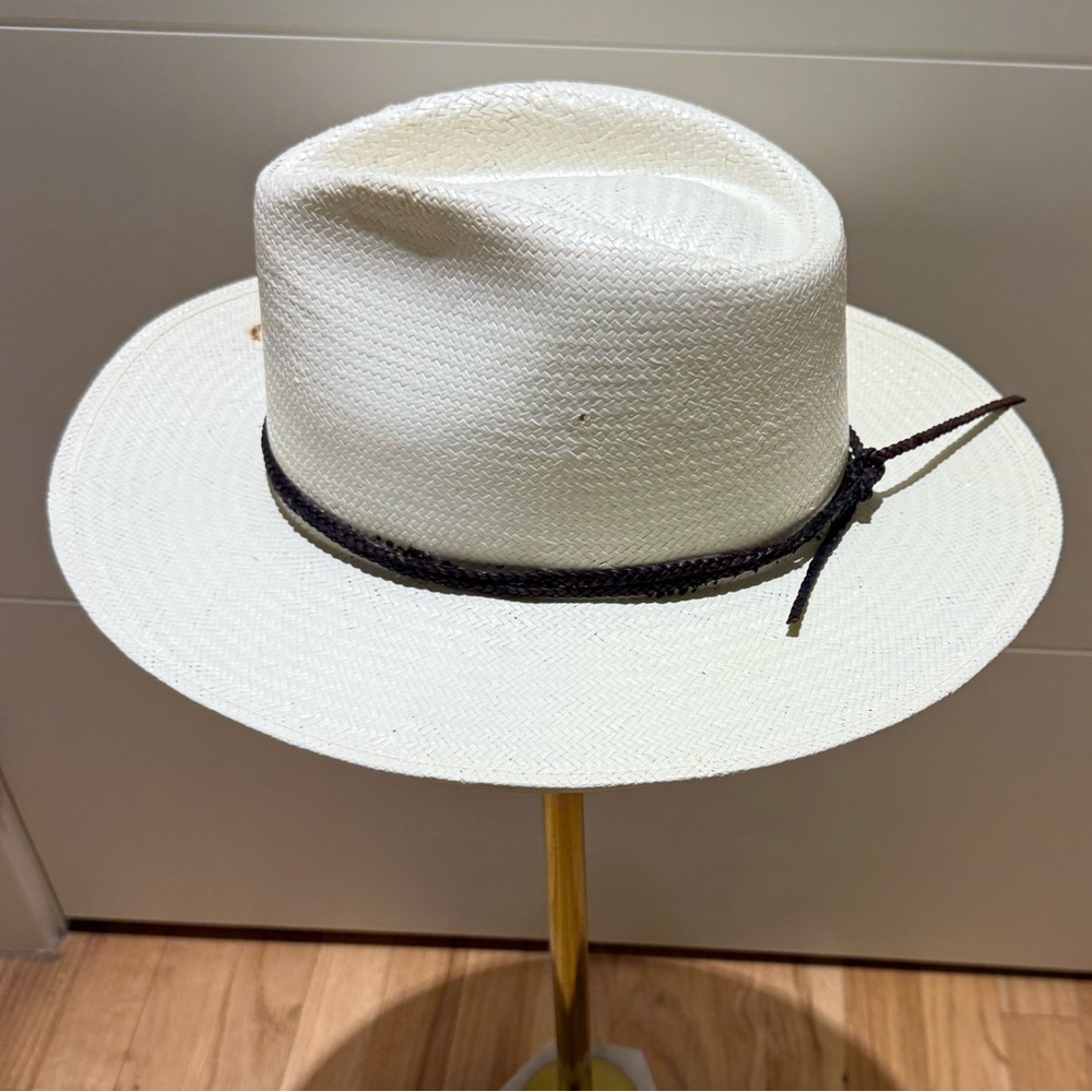Stetson White Hat with Black Band - Size Large